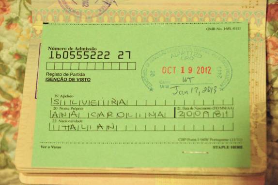 Visto de permanência da Ana nos EUA (3 meses de validade)